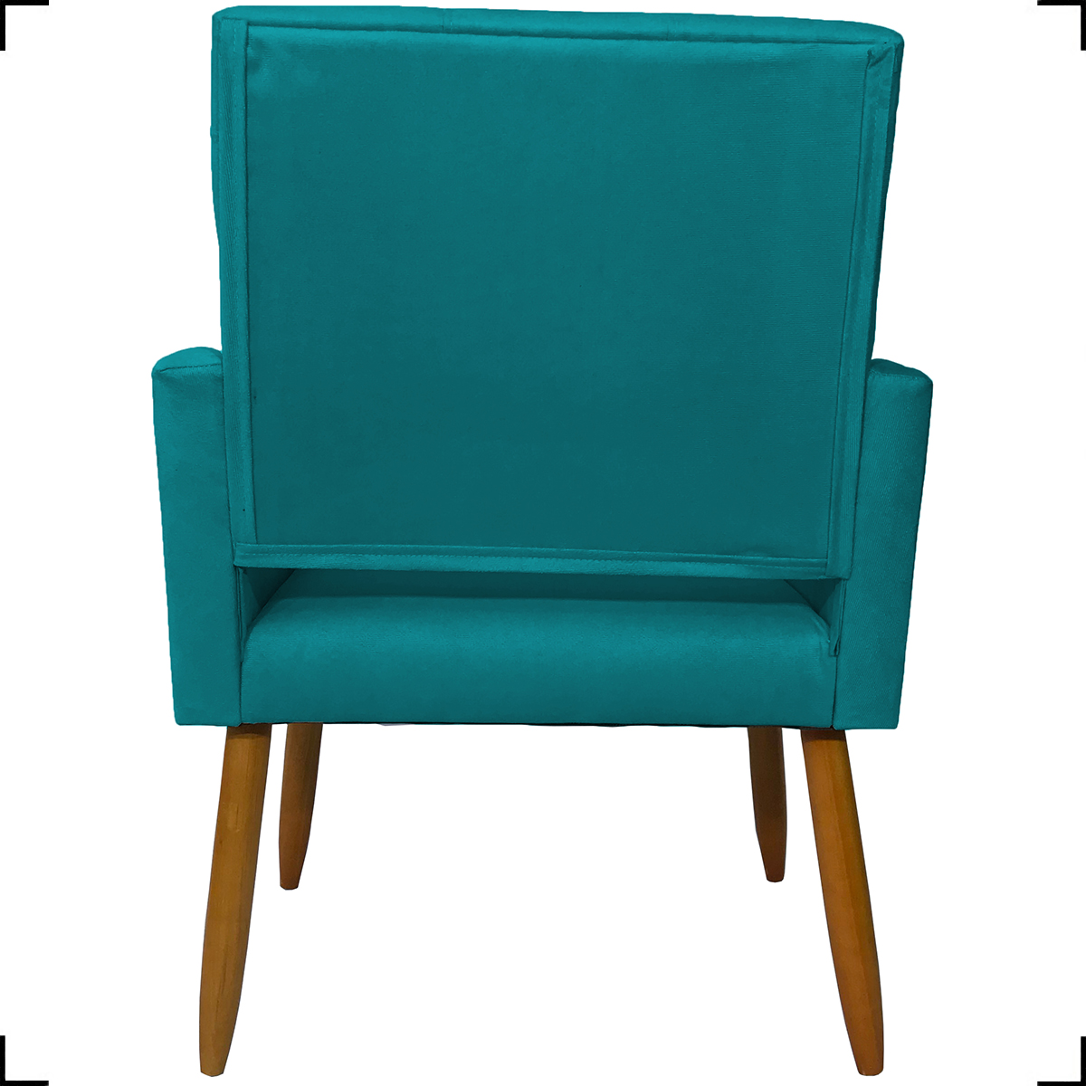 Kit 2 Poltronas Decorativas Para Sala, Quarto, Escritório Isa Suede Azul Turquesa Pé Castanho - Clique E Decore