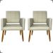 Kit 2 Poltronas Decorativas Para Sala, Quarto, Escritório Isa Suede Bege Pé Castanho - Clique E Decore