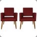 Kit 2 Poltronas Decorativas Para Sala, Quarto, Escritório Isa Suede Bordô Pé Castanho - Clique E Decore