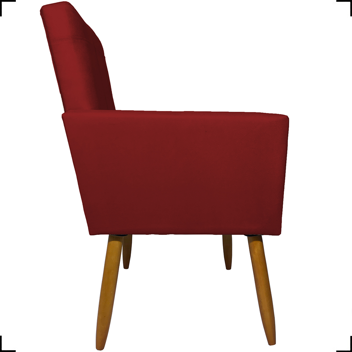 Kit 2 Poltronas Decorativas Para Sala, Quarto, Escritório Isa Suede Bordô Pé Castanho - Clique E Decore