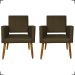 Kit 2 Poltronas Decorativas Para Sala, Quarto, Escritório Isa Suede Marrom Pé Castanho - Clique E Decore