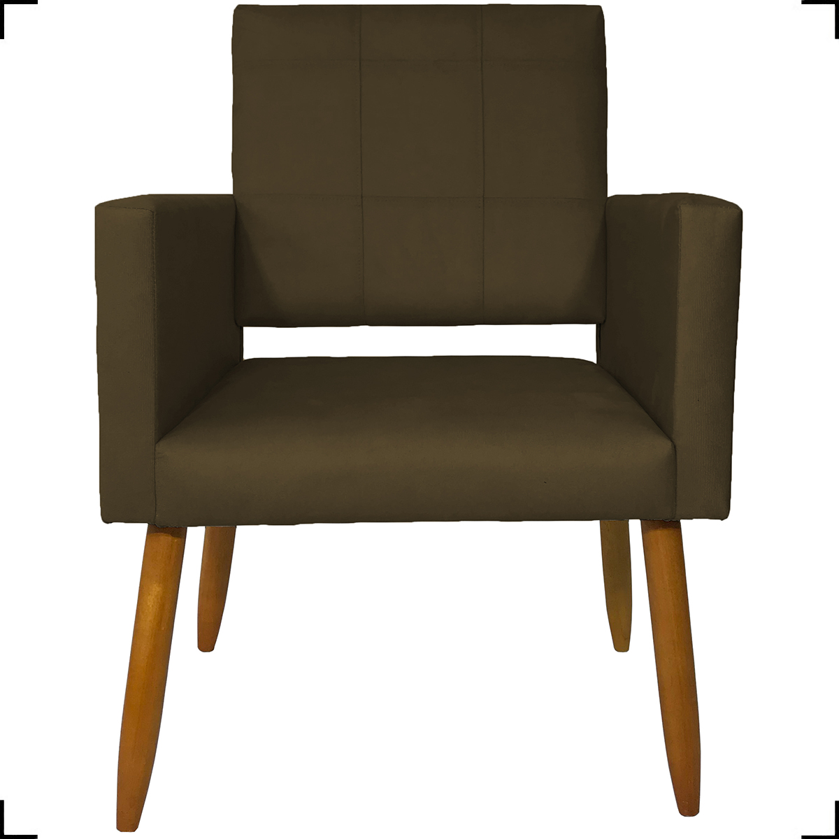 Kit 2 Poltronas Decorativas Para Sala, Quarto, Escritório Isa Suede Marrom Pé Castanho - Clique E Decore