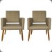 Kit 2 Poltronas Decorativas Para Sala, Quarto, Escritório Isa Suede Nude Pé Castanho - Clique E Decore