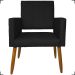 Kit 2 Poltronas Decorativas Para Sala, Quarto, Escritório Isa Suede Preto Pé Castanho - Clique E Decore