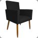 Kit 2 Poltronas Decorativas Para Sala, Quarto, Escritório Isa Suede Preto Pé Castanho - Clique E Decore