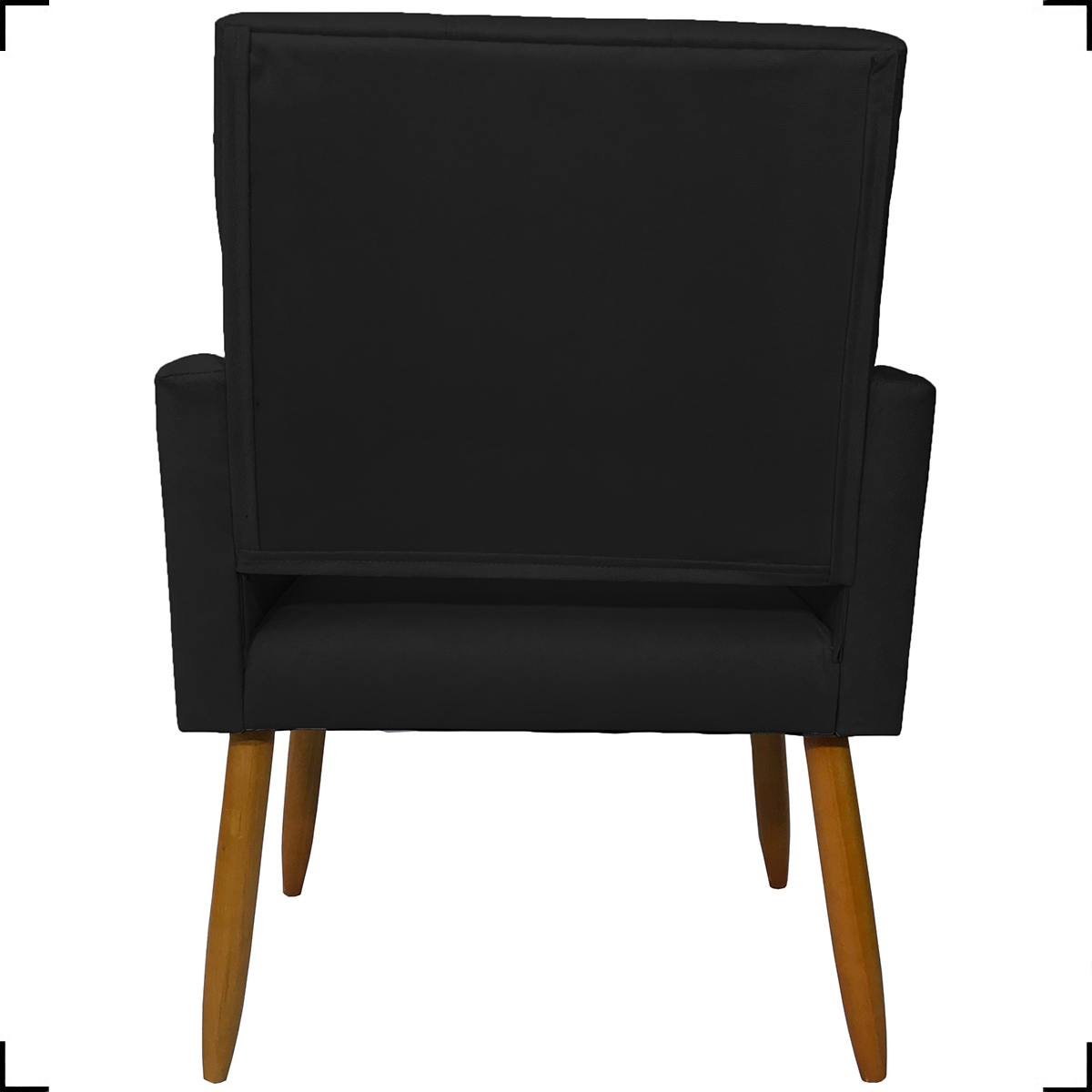 Kit 2 Poltronas Decorativas Para Sala, Quarto, Escritório Isa Suede Preto Pé Castanho - Clique E Decore