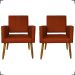 Kit 2 Poltronas Decorativas Para Sala, Quarto, Escritório Isa Suede Terracota Pé Castanho - Clique E Decore