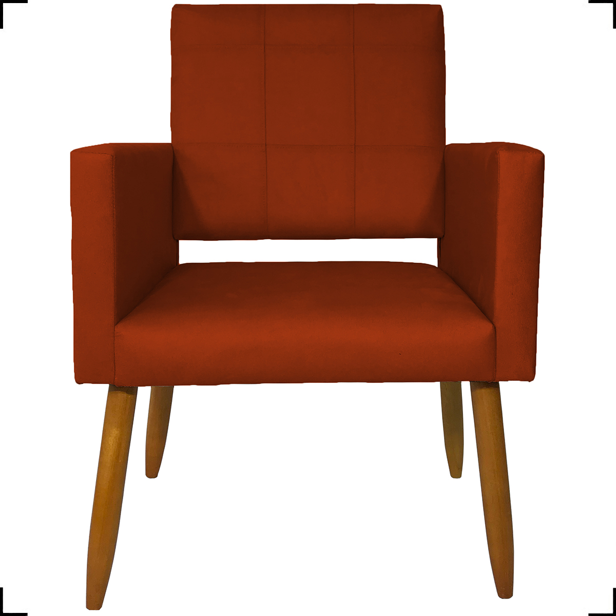 Kit 2 Poltronas Decorativas Para Sala, Quarto, Escritório Isa Suede Terracota Pé Castanho - Clique E Decore