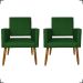 Kit 2 Poltronas Decorativas Para Sala, Quarto, Escritório Isa Suede Verde Pé Castanho - Clique E Decore