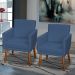 Kit 2 Poltronas Decorativas Reforçadas Beatriz Com Base Suede Azul Marinho Pé Castanho - Clique E Decore