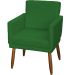 Kit 2 Poltronas Decorativas Reforçadas Beatriz Com Base Suede Verde Pé Castanho - Clique E Decore