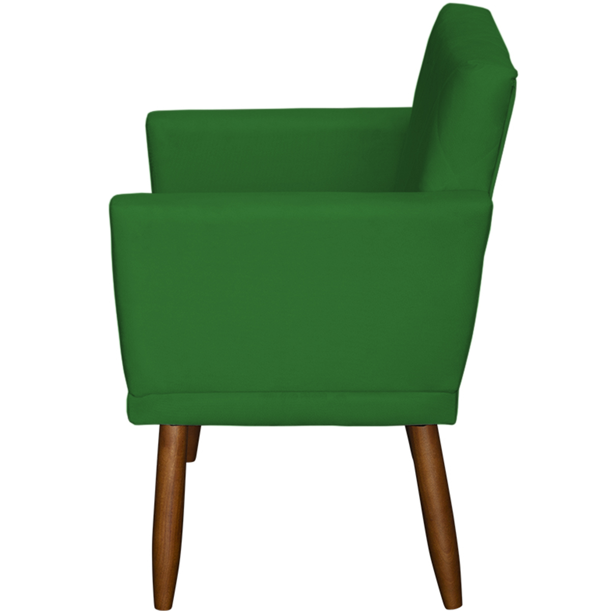 Kit 2 Poltronas Decorativas Reforçadas Beatriz Com Base Suede Verde Pé Castanho - Clique E Decore