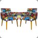 Kit 2 Poltronas Decorativas Reforçadas Nina Estampa Romero Brito Gatinho Pé Castanho - Clique E Decore