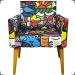 Kit 2 Poltronas Decorativas Reforçadas Nina Estampa Romero Brito Gatinho Pé Castanho - Clique E Decore