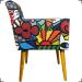 Kit 2 Poltronas Decorativas Reforçadas Nina Estampa Romero Brito Gatinho Pé Castanho - Clique E Decore