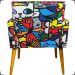 Kit 2 Poltronas Decorativas Reforçadas Nina Estampa Romero Brito Gatinho Pé Castanho - Clique E Decore