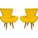 Kit 2 Poltronas Decorativas Reforçadas Para Sala Emilia Suede Amarelo Pé Castanho - Clique E Decore