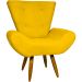 Kit 2 Poltronas Decorativas Reforçadas Para Sala Emilia Suede Amarelo Pé Castanho - Clique E Decore