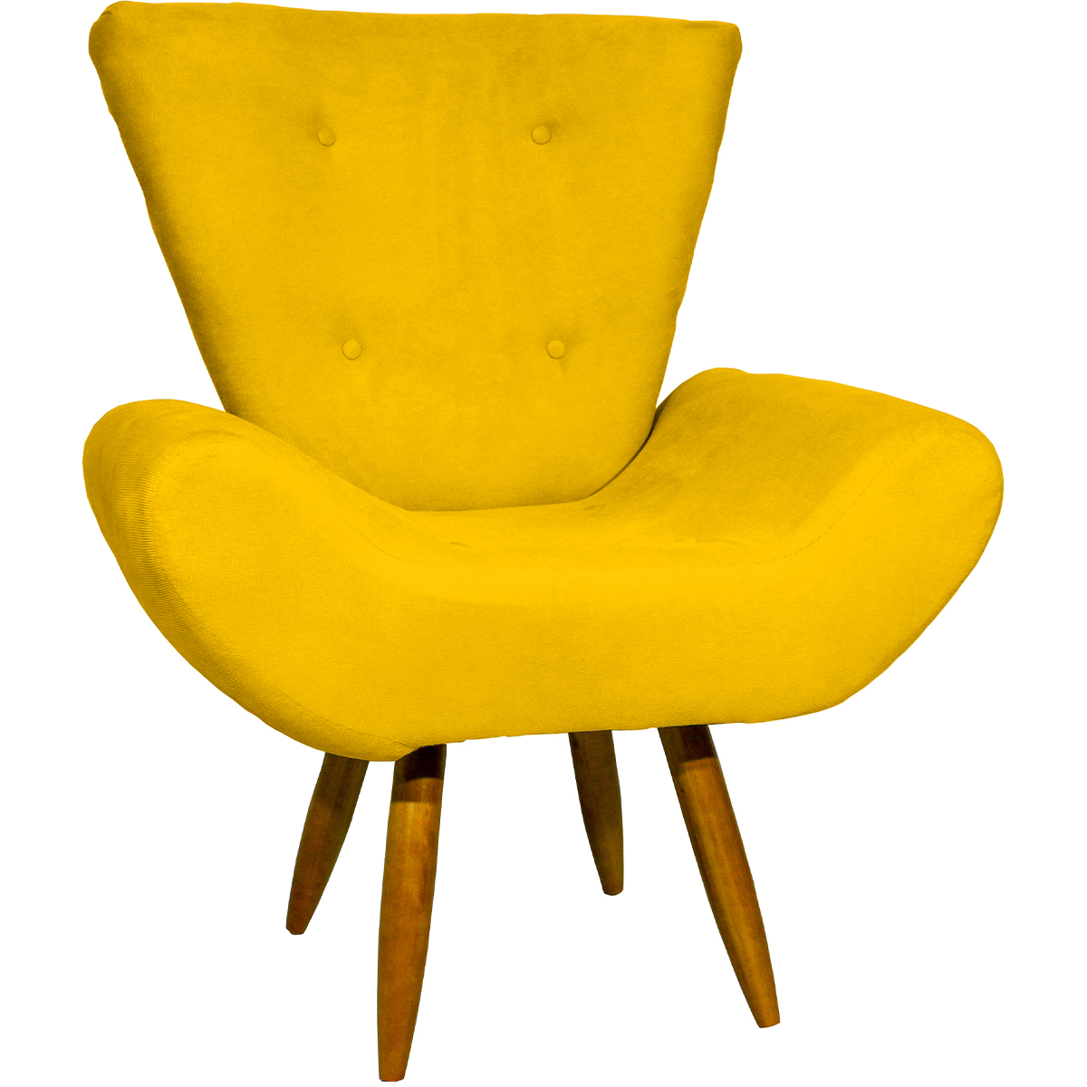 Kit 2 Poltronas Decorativas Reforçadas Para Sala Emilia Suede Amarelo Pé Castanho - Clique E Decore