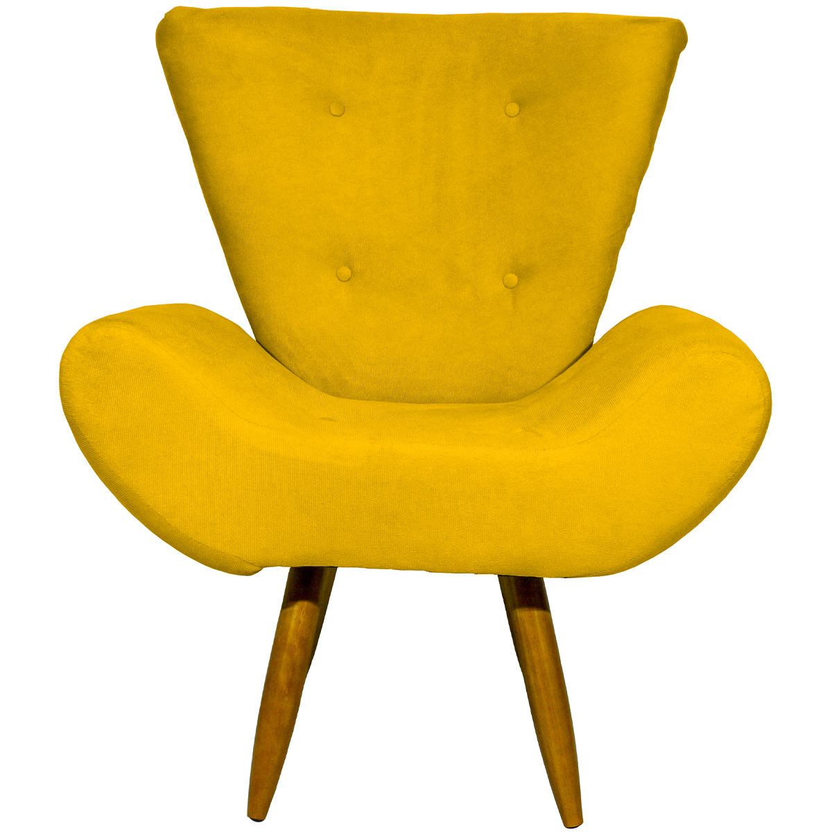 Kit 2 Poltronas Decorativas Reforçadas Para Sala Emilia Suede Amarelo Pé Castanho - Clique E Decore