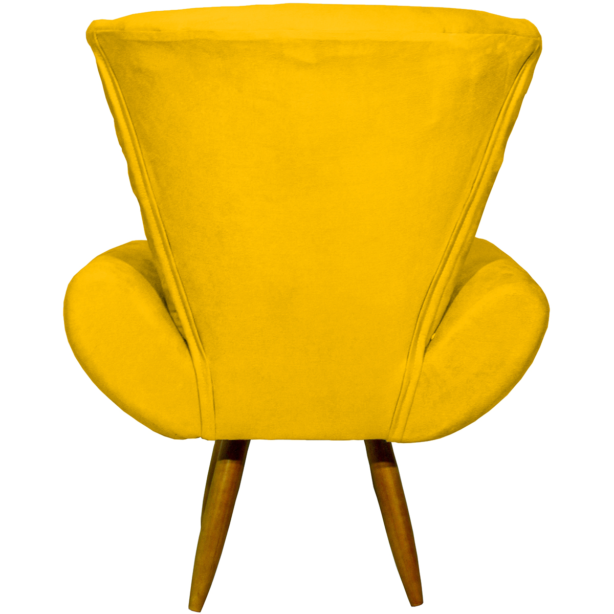 Kit 2 Poltronas Decorativas Reforçadas Para Sala Emilia Suede Amarelo Pé Castanho - Clique E Decore