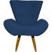 Kit 2 Poltronas Decorativas Reforçadas Para Sala Emilia Suede Azul Marinho Pé Castanho - Clique E Decore