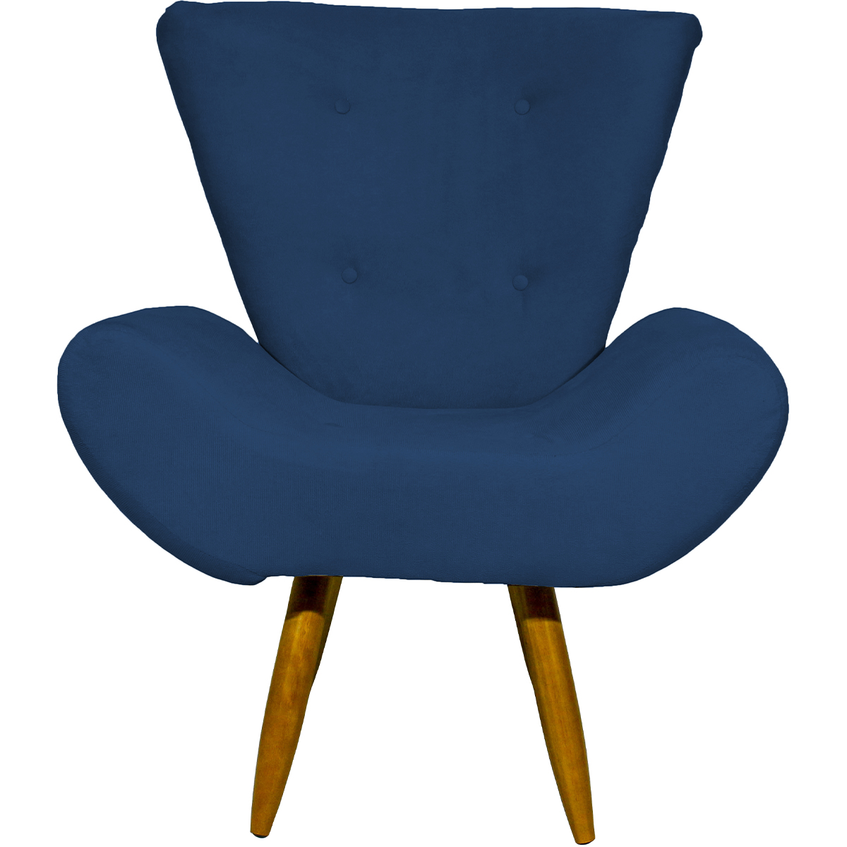 Kit 2 Poltronas Decorativas Reforçadas Para Sala Emilia Suede Azul Marinho Pé Castanho - Clique E Decore