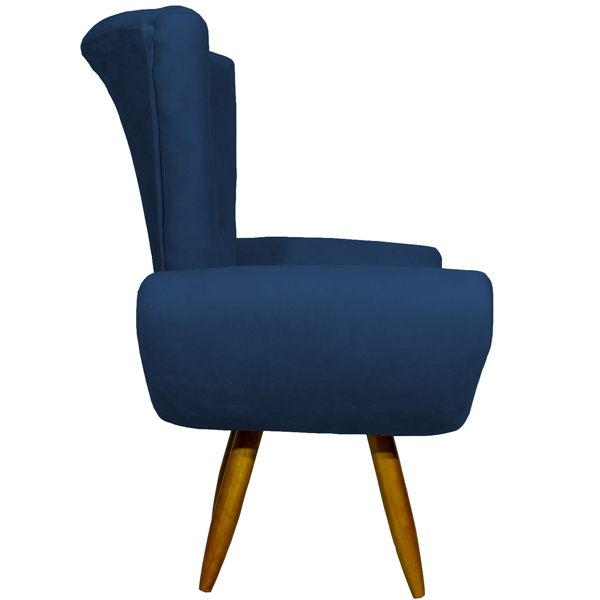 Kit 2 Poltronas Decorativas Reforçadas Para Sala Emilia Suede Azul Marinho Pé Castanho - Clique E Decore