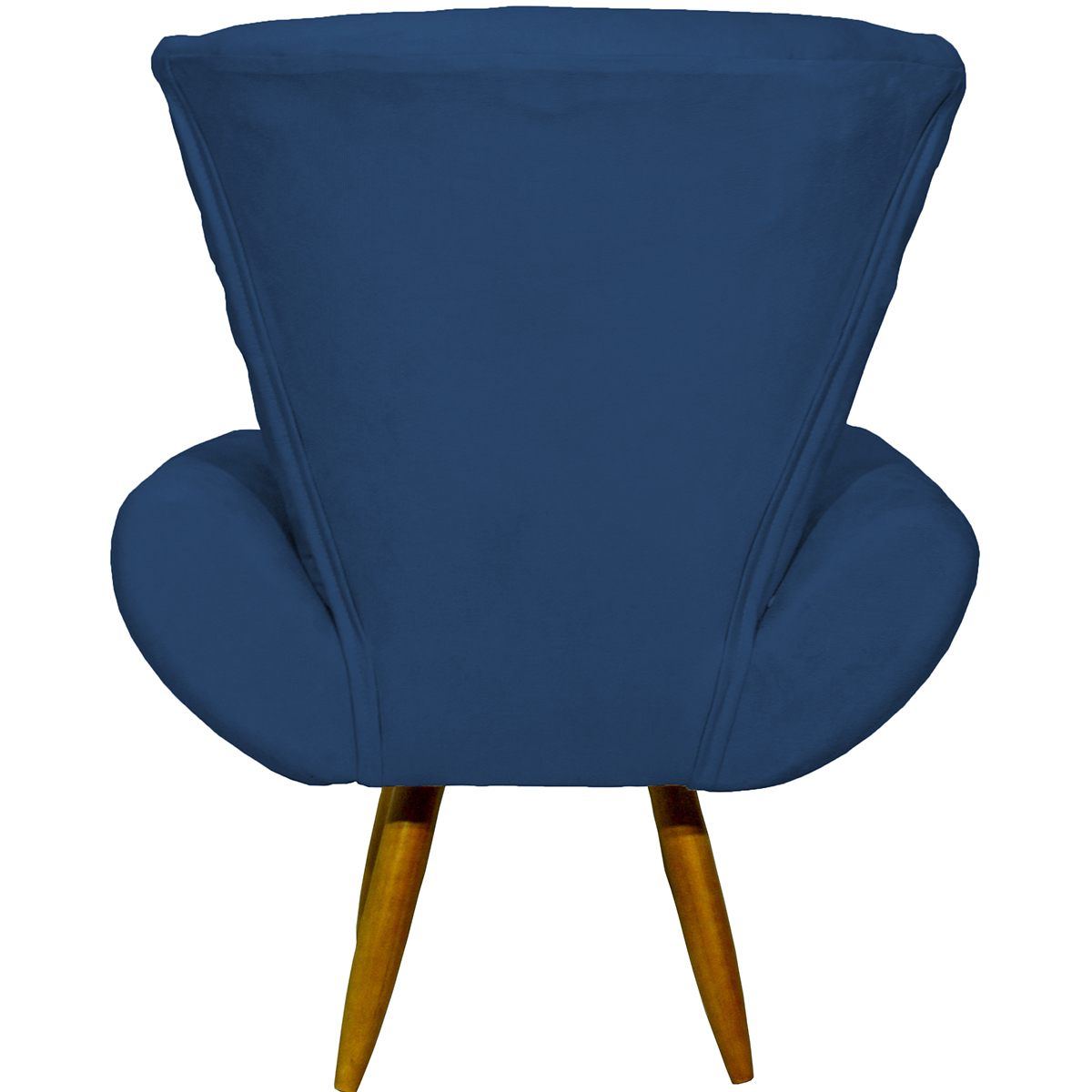 Kit 2 Poltronas Decorativas Reforçadas Para Sala Emilia Suede Azul Marinho Pé Castanho - Clique E Decore