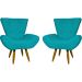Kit 2 Poltronas Decorativas Reforçadas Para Sala Emilia Suede Azul Turquesa Pé Castanho - Clique E Decore