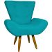 Kit 2 Poltronas Decorativas Reforçadas Para Sala Emilia Suede Azul Turquesa Pé Castanho - Clique E Decore