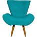 Kit 2 Poltronas Decorativas Reforçadas Para Sala Emilia Suede Azul Turquesa Pé Castanho - Clique E Decore