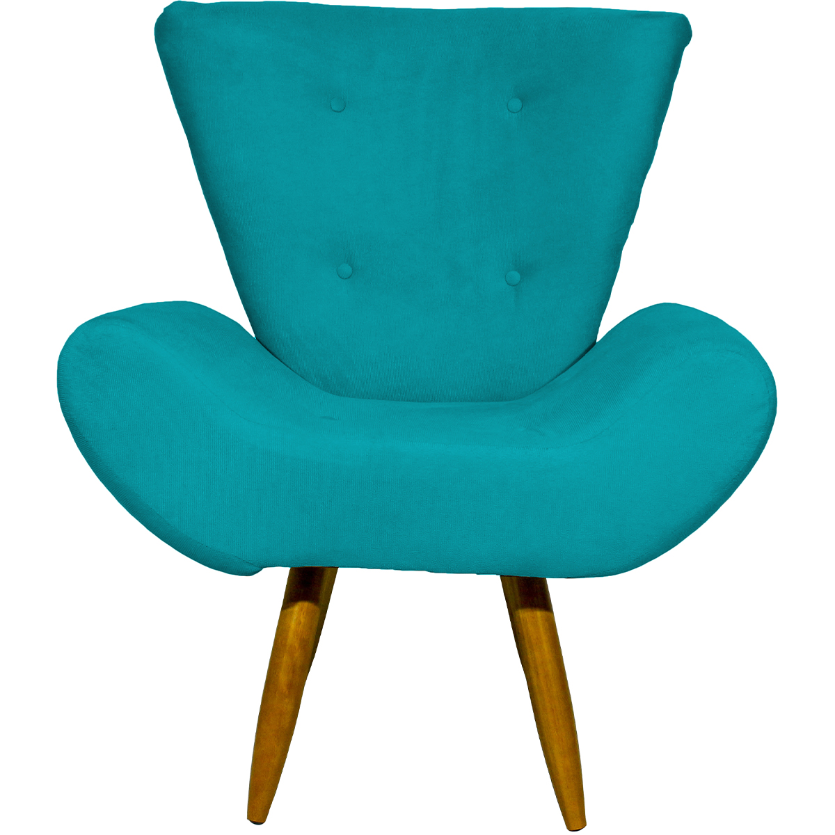 Kit 2 Poltronas Decorativas Reforçadas Para Sala Emilia Suede Azul Turquesa Pé Castanho - Clique E Decore