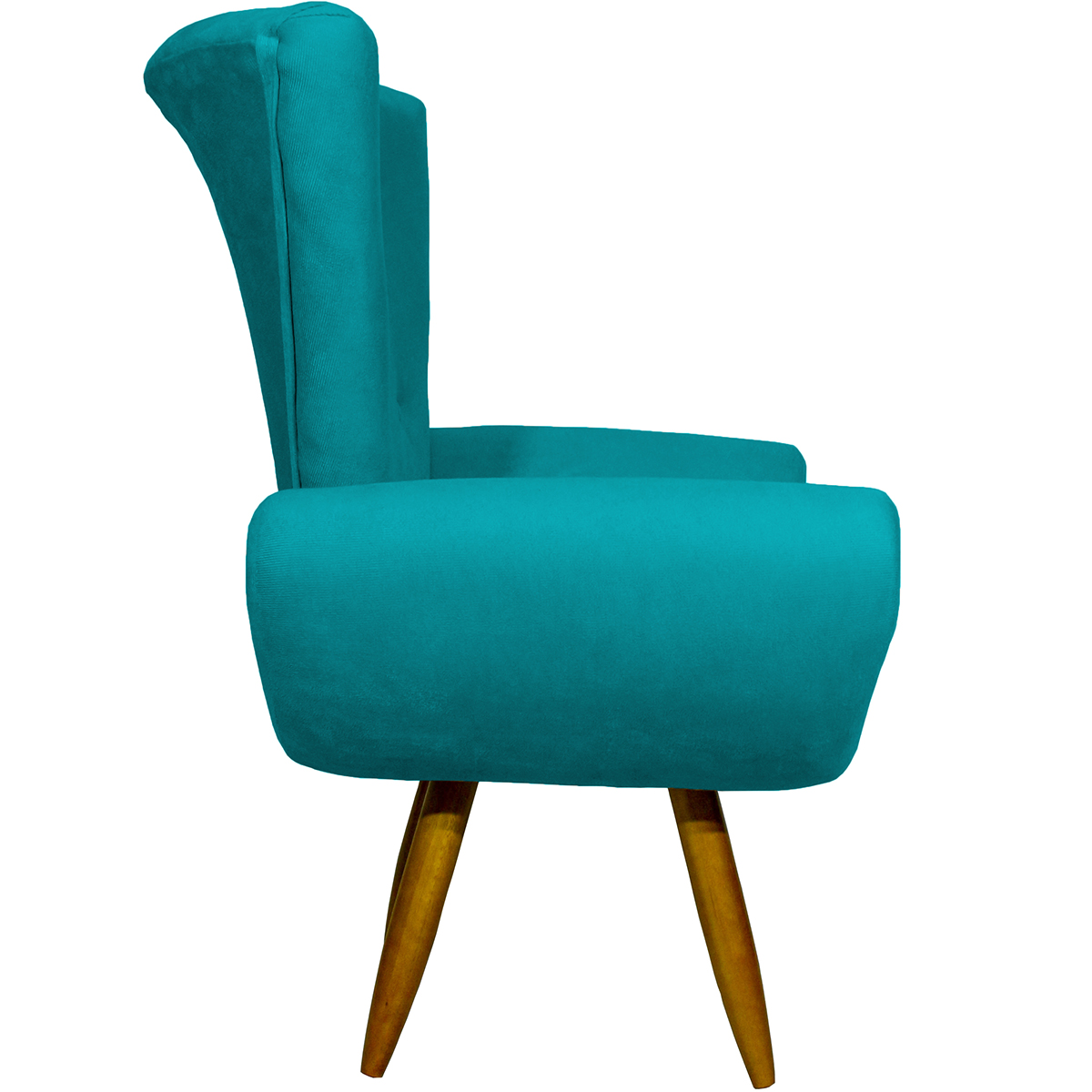 Kit 2 Poltronas Decorativas Reforçadas Para Sala Emilia Suede Azul Turquesa Pé Castanho - Clique E Decore