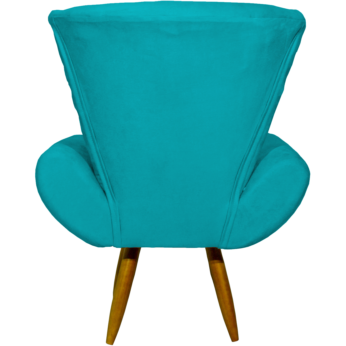 Kit 2 Poltronas Decorativas Reforçadas Para Sala Emilia Suede Azul Turquesa Pé Castanho - Clique E Decore