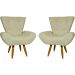 Kit 2 Poltronas Decorativas Reforçadas Para Sala Emilia Suede Bege Pé Castanho - Clique E Decore