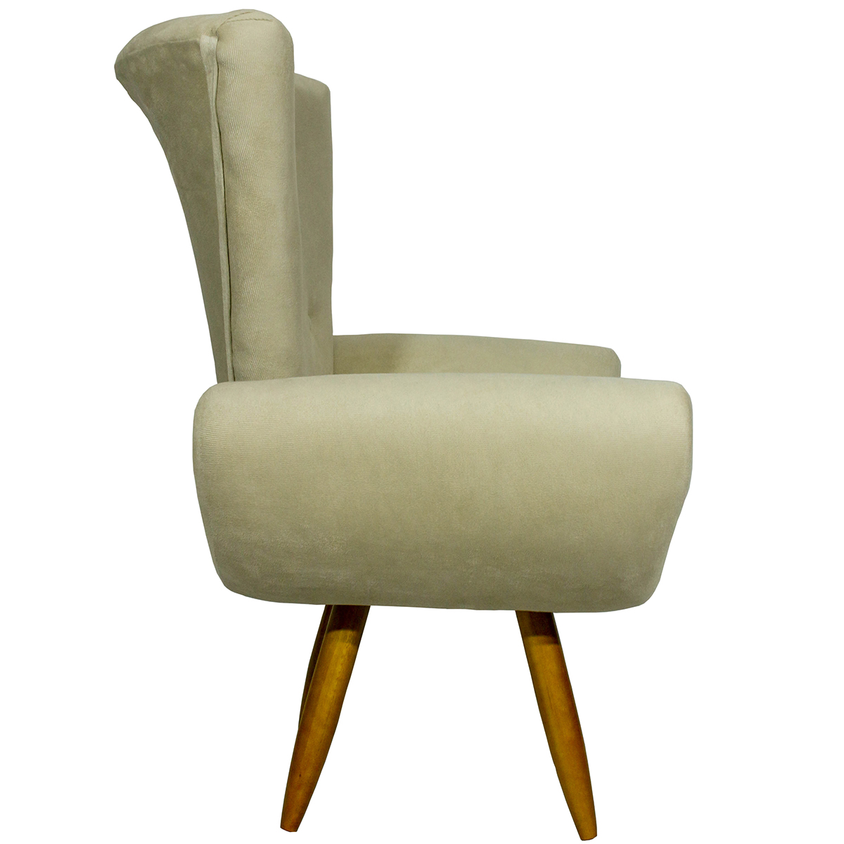 Kit 2 Poltronas Decorativas Reforçadas Para Sala Emilia Suede Bege Pé Castanho - Clique E Decore