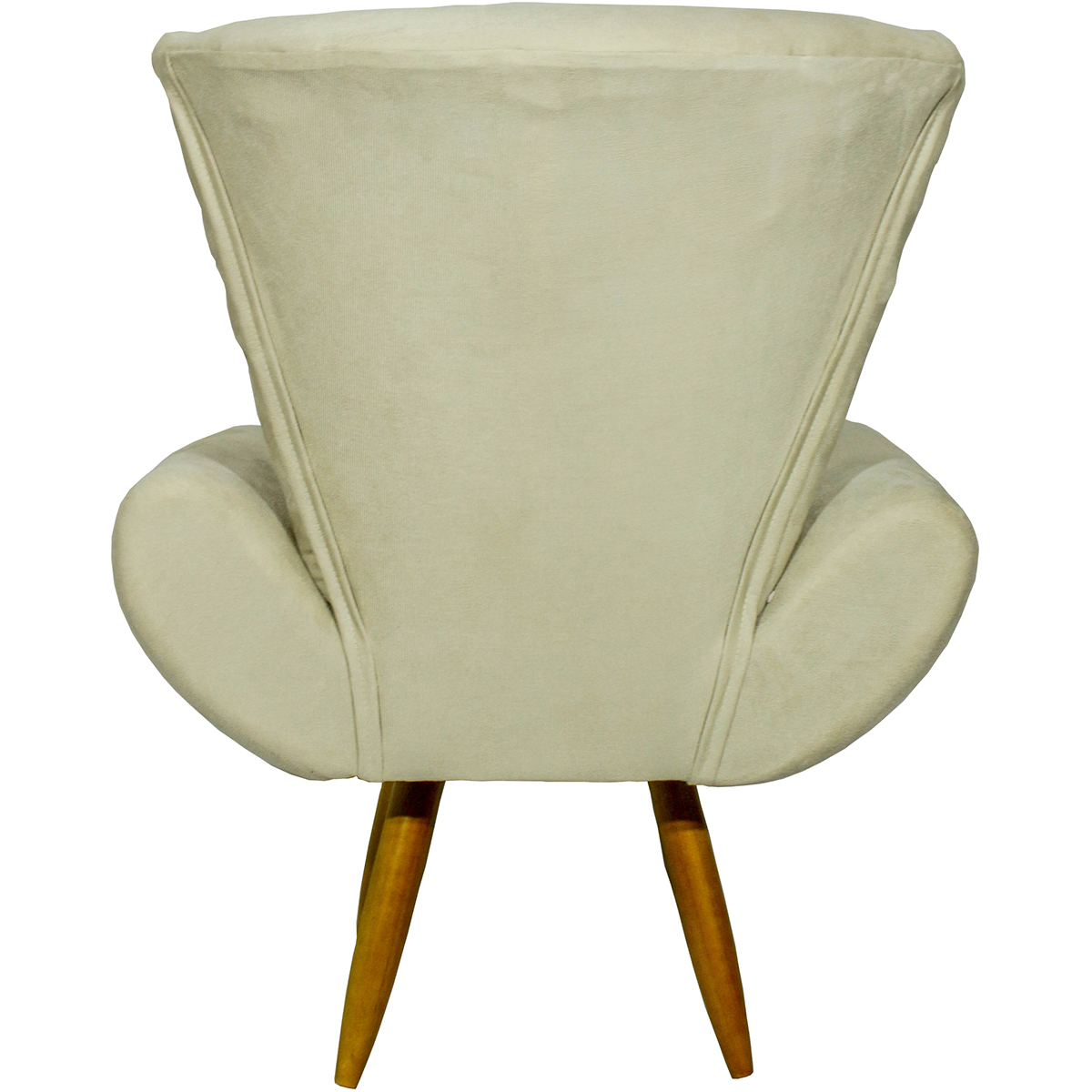Kit 2 Poltronas Decorativas Reforçadas Para Sala Emilia Suede Bege Pé Castanho - Clique E Decore
