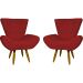 Kit 2 Poltronas Decorativas Reforçadas Para Sala Emilia Suede Bordô Pé Castanho - Clique E Decore