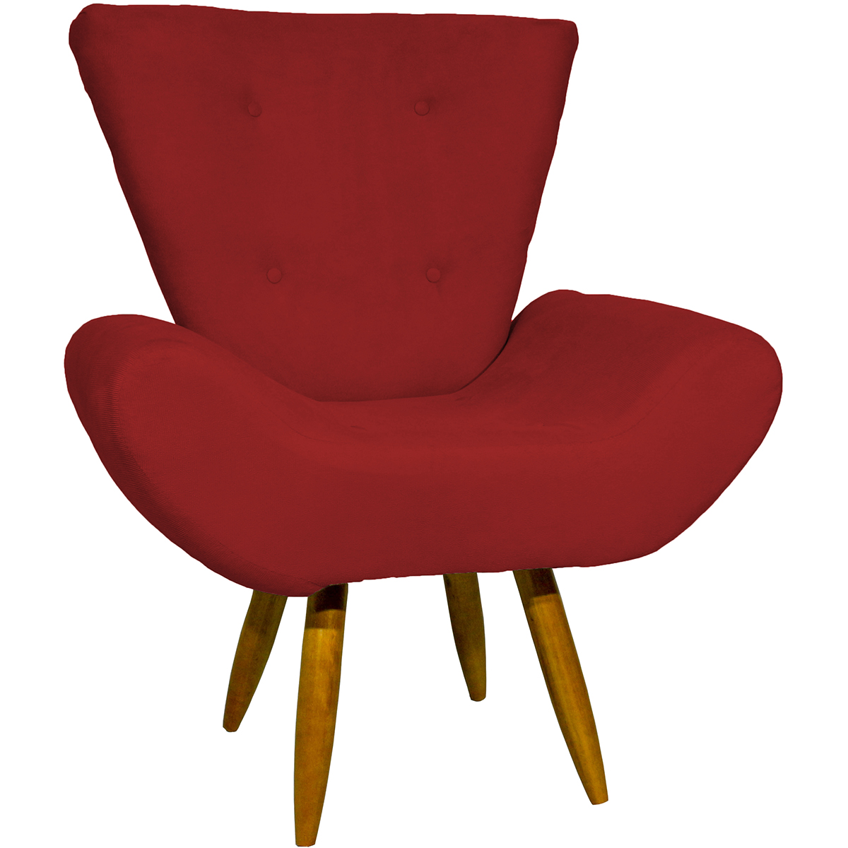 Kit 2 Poltronas Decorativas Reforçadas Para Sala Emilia Suede Bordô Pé Castanho - Clique E Decore