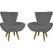 Kit 2 Poltronas Decorativas Reforçadas Para Sala Emilia Suede Cinza Pé Castanho - Clique E Decore