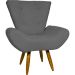 Kit 2 Poltronas Decorativas Reforçadas Para Sala Emilia Suede Cinza Pé Castanho - Clique E Decore
