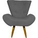 Kit 2 Poltronas Decorativas Reforçadas Para Sala Emilia Suede Cinza Pé Castanho - Clique E Decore