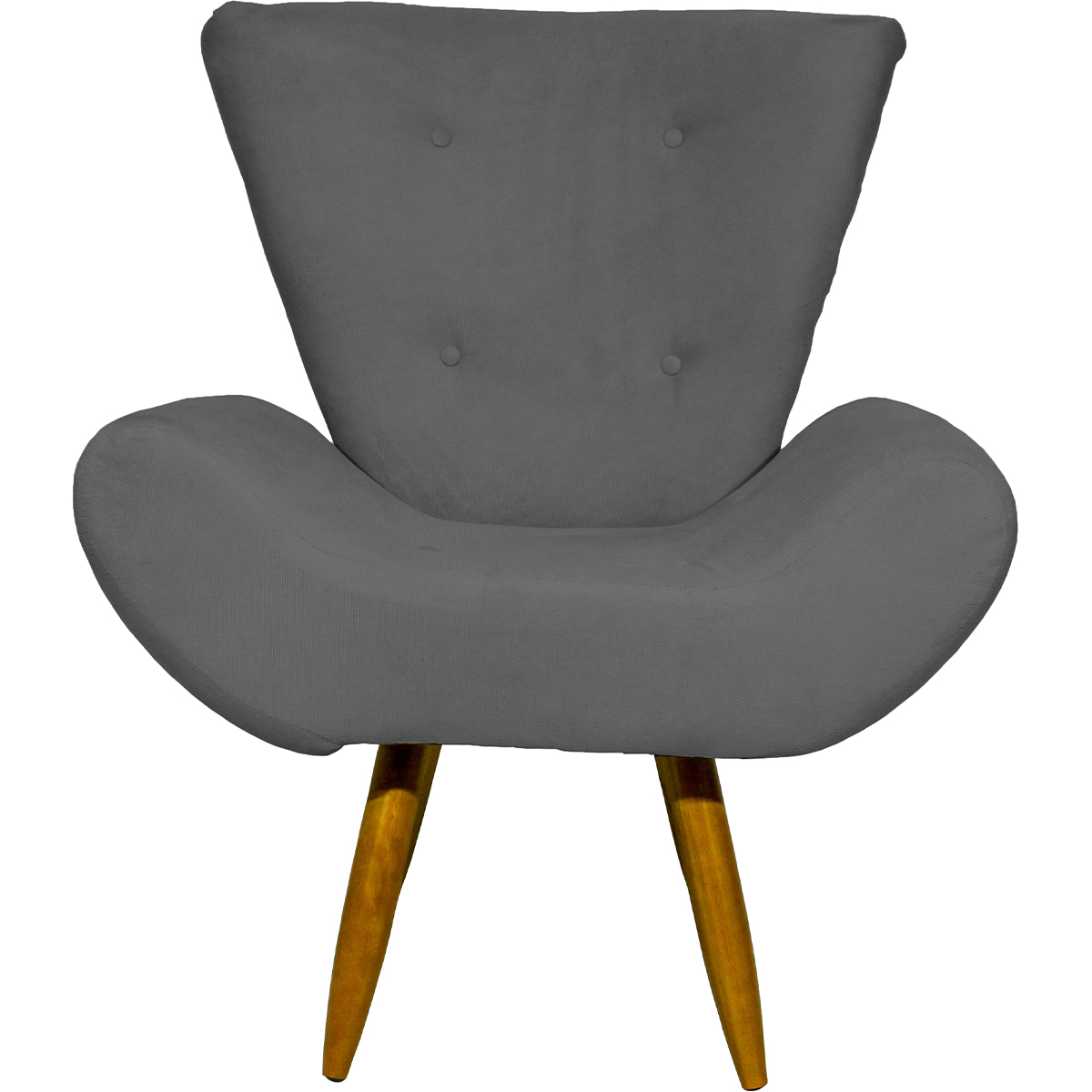Kit 2 Poltronas Decorativas Reforçadas Para Sala Emilia Suede Cinza Pé Castanho - Clique E Decore