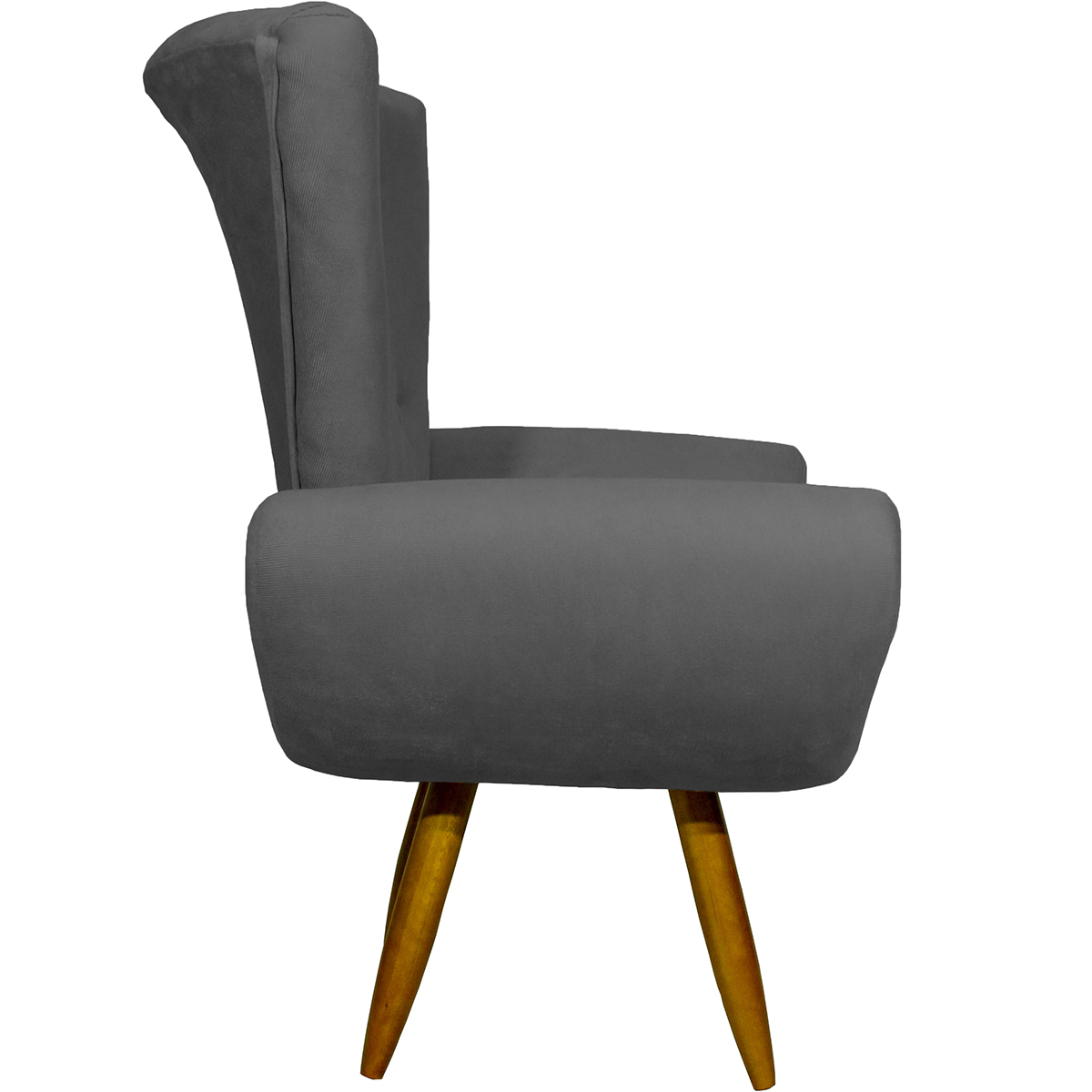 Kit 2 Poltronas Decorativas Reforçadas Para Sala Emilia Suede Cinza Pé Castanho - Clique E Decore