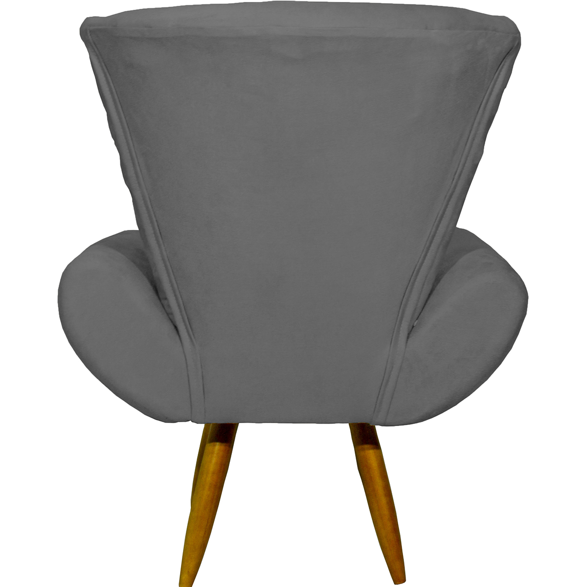 Kit 2 Poltronas Decorativas Reforçadas Para Sala Emilia Suede Cinza Pé Castanho - Clique E Decore