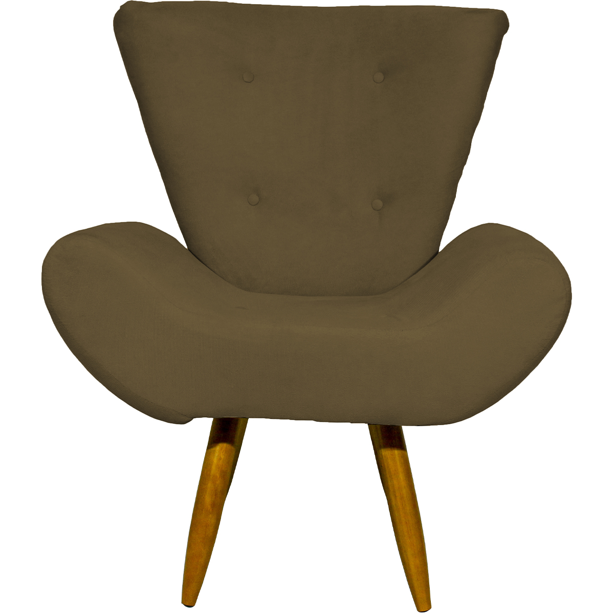 Kit 2 Poltronas Decorativas Reforçadas Para Sala Emilia Suede Marrom Pé Castanho - Clique E Decore