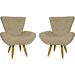 Kit 2 Poltronas Decorativas Reforçadas Para Sala Emilia Suede Nude Pé Castanho - Clique E Decore