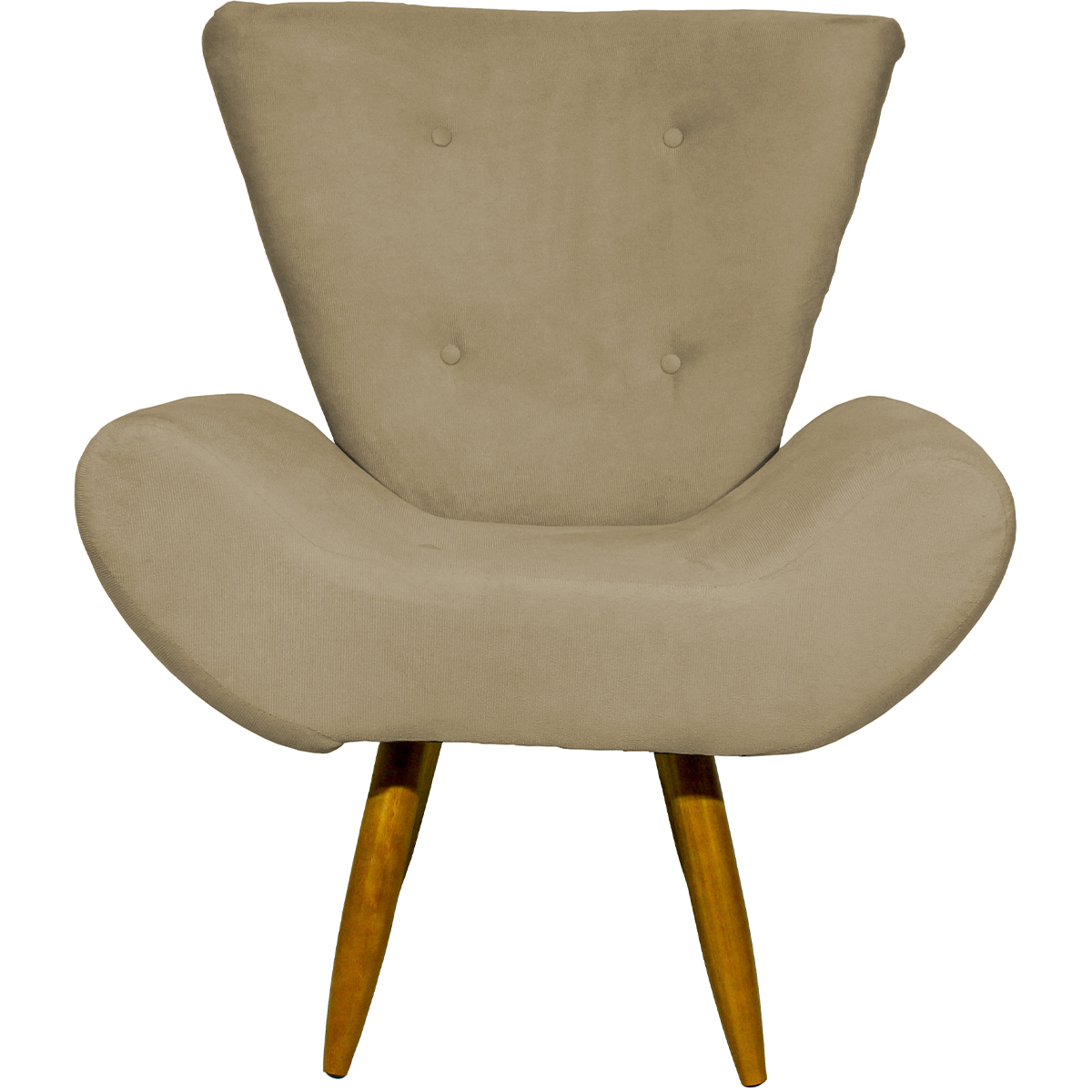 Kit 2 Poltronas Decorativas Reforçadas Para Sala Emilia Suede Nude Pé Castanho - Clique E Decore