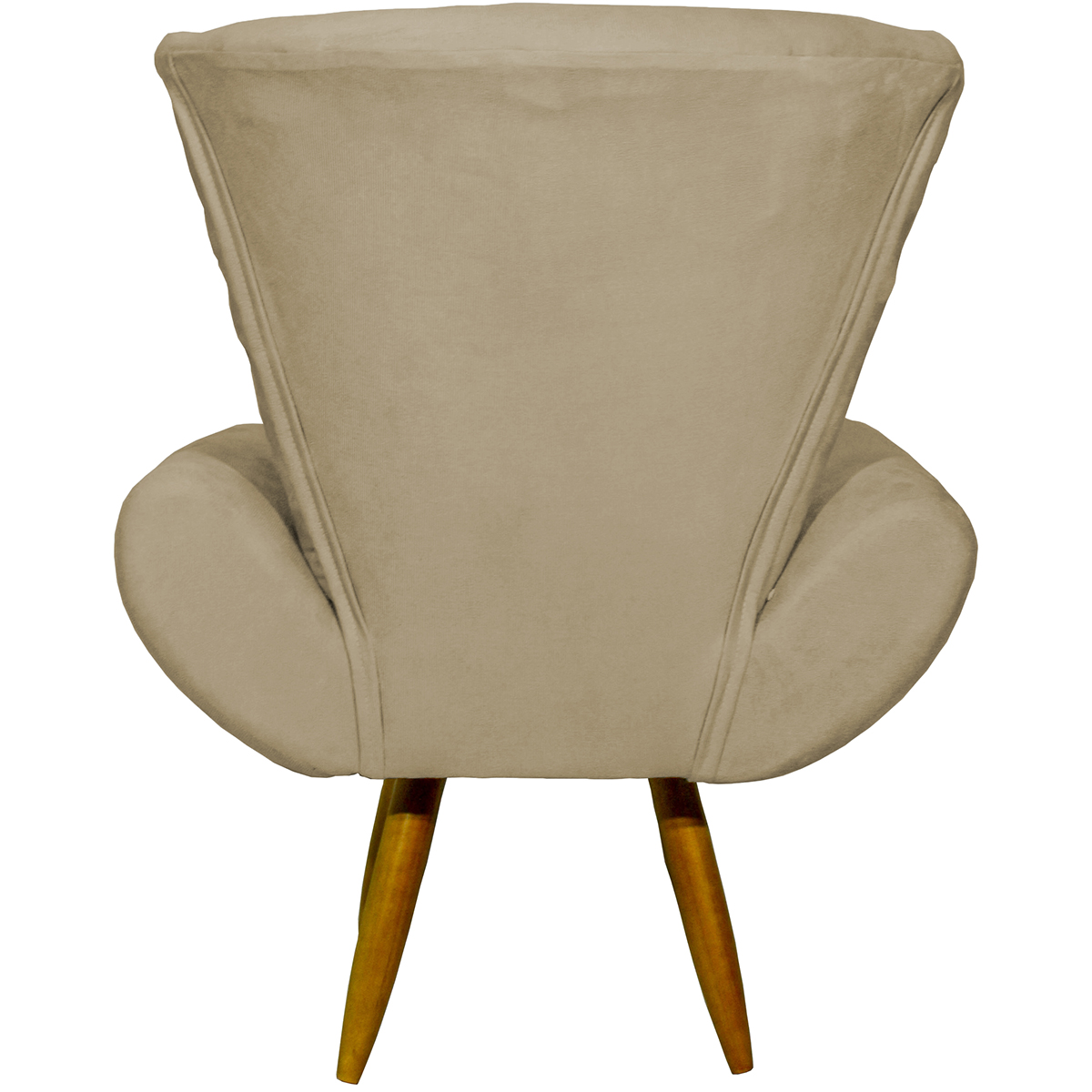 Kit 2 Poltronas Decorativas Reforçadas Para Sala Emilia Suede Nude Pé Castanho - Clique E Decore